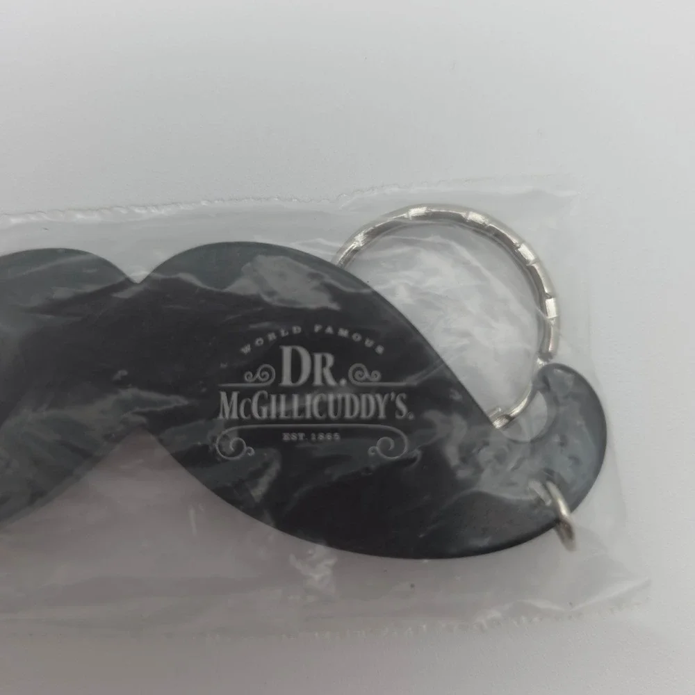 Dr McGillicuddy Mustache‎ Keychain Black Metal Retro Barware Promo New Quirky